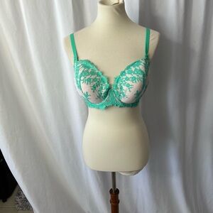Victoria’s Secret Dream Angels Lace Demi Bra | Teal Green | 36DD